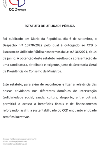 CCD Braga | Estatuto de Utilidade Pública