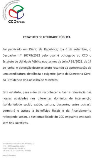 CCD Braga | Estatuto de Utilidade Pública CCD Braga | Estatuto de Utilidade Pública