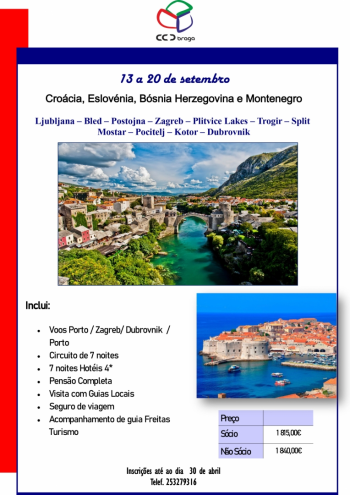 CCD Braga | Croácia 13 a 20 setembro